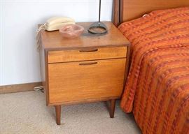 SOLD--Lot #126, Pair of Danish Modern Selig Nightstands, Significant Damage, $150