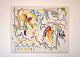 BUY IT NOW! Lot #140, Abstract Oil Painting on Canvas by David Sharpe, Signed & Dated, 1974, $3,000
