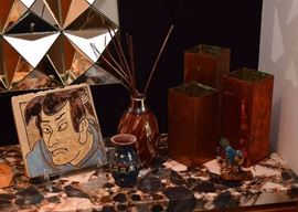 Japanese Samurai Tile, Square Copper Vases, Pottery Vases
