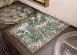 Higgins Art Glass Divided Serving Dish