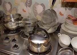 Vintage Tea Kettle, Glass Double Boiler, Mixing Bowls