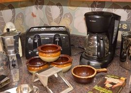 Toaster, Coffee Machine, Stovetop Coffee Maker, Stoneware Bowls