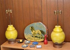 Mid Century Ceramic Table Lamps, Etc.