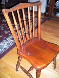 Stunning Solid Cherry Dining Room Table with several leaves and 6 chairs(2 are Captain) Beautiful with fold in legs and drop leaf.