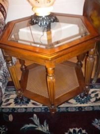 Matching Vintage lamps, matching glass top coffee and end tables