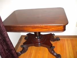 Antique Victorian Carved Clawfoot Pedestal Parlor Table