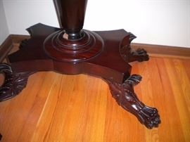 Antique Victorian Carved Clawfoot Pedestal Parlor Table