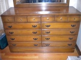 Early American double chest of drawers/dresser and mirror