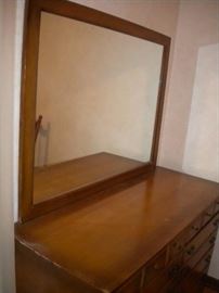 Early American double chest of drawers/dresser and mirror