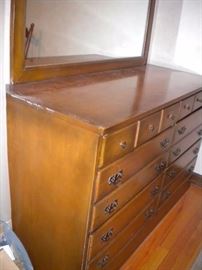 Early American double chest of drawers/dresser and mirror