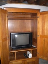 Solid oak amoire/entertainment center/desk