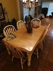 Pine Dining Table, 6 Chairs