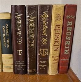 Vintage Texas and Oklahoma A&M yearbooks