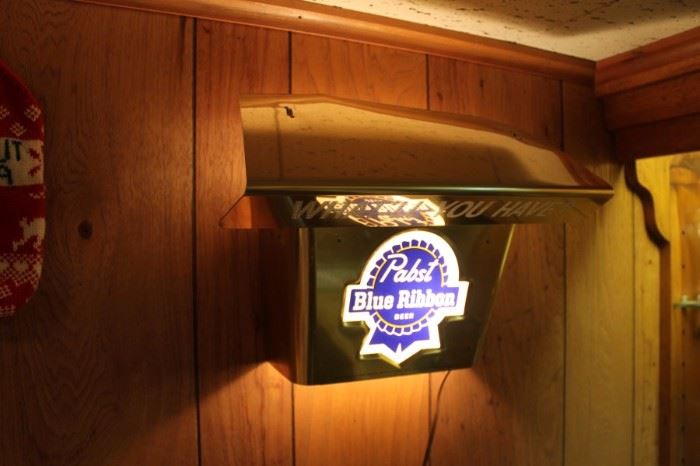 Vintage Pabst Blue Ribbon light fixture