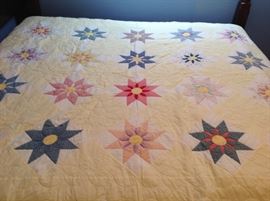 Vintage Queen/full Size Quilt hand pieced and hand quilted with piecing on the back. Very nice in great condition. Picture of the sweet lady who worked on this quilt is attached.