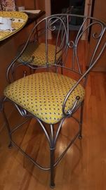 Pair of metal base decorative bar stools 