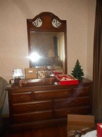 Walnut bedroom set, headboard, dresser and chest of drawers