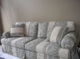 "This End Up" Sofa/couch in excellent condition. No smoke or pet. Olive shades and beige/offwhite