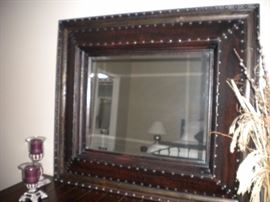 Large Wall mirror or dresser mirror! Wood with accent.