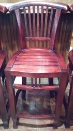 Set of 6 wood bar stools(6th one needs wood glue on one lower bar on side)