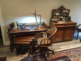 Ladies Writing Dest, nesting tables, Cane back desk chair, Beautiful Walnut Server