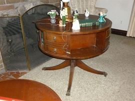 Vintage mahogany drum table