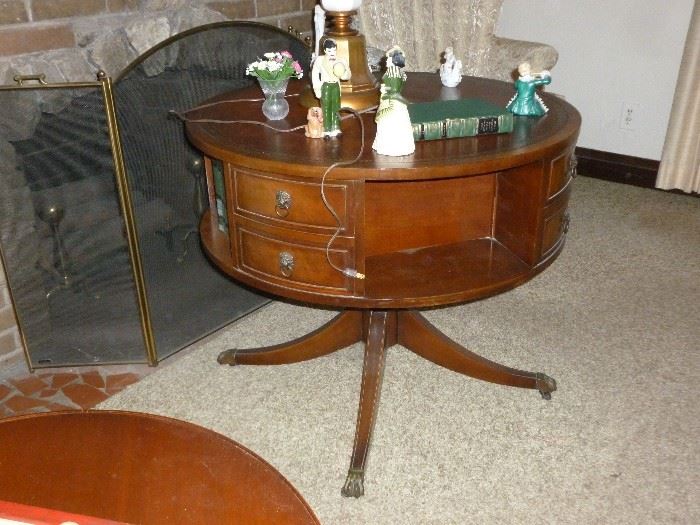 Vintage mahogany drum table