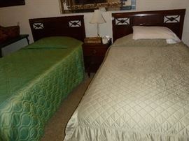 Pair of mahogany twin beds (no mattresses)