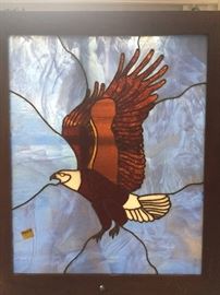 Stainglass  Eagle  and   Cattails