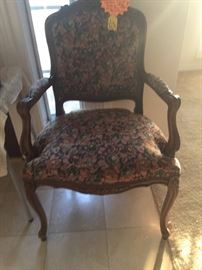 2 floral  matching  chairs