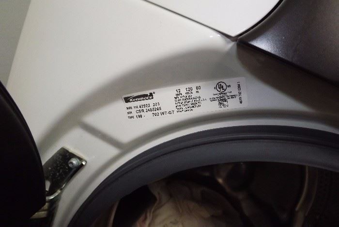 Model and serial numbers for Kenmore Washer