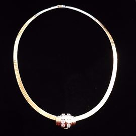 14k Gold Omega Chain with Diamond Slide