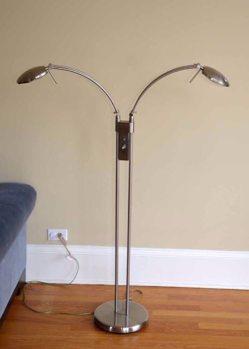 Modern Chrome 2-Arm Floor Lamp