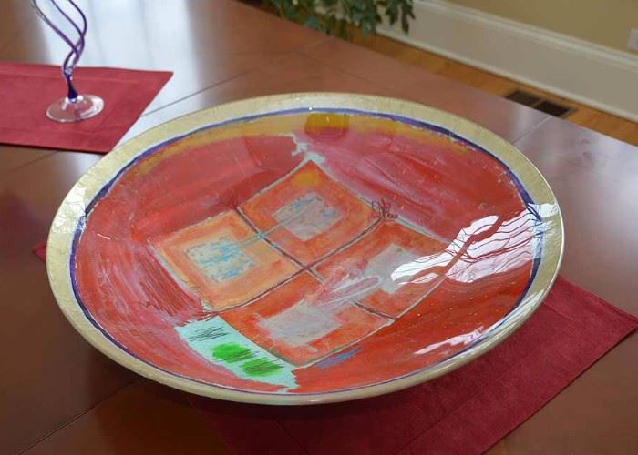 BUY IT NOW--Lot #208, Huge Contemporary Art Glass Centerpiece Bowl, Signed & Numbered by Artist (Susan Ward, 88/500), $800