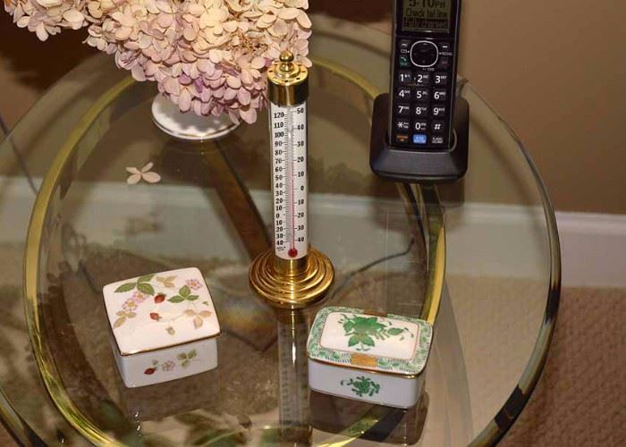 Trinket Boxes & Brass Room Thermometer