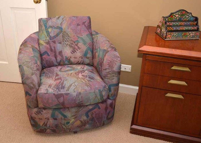BUY IT NOW--Lot #219, PAIR of Accent Armchairs with Abstract Upholstery, $100
