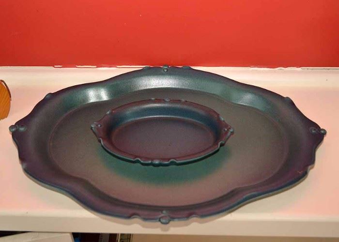 Teal Blue Ceramic Serving Tray & Dish