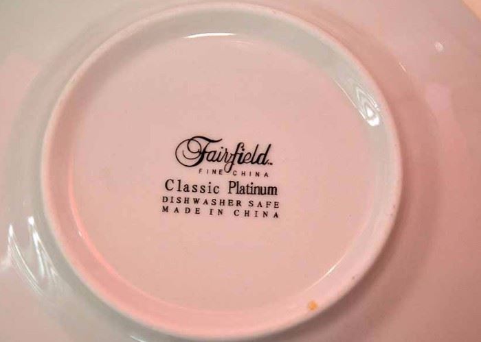 Fairfield "Classic Platinum" Fine China Set (Dishwasher Safe)