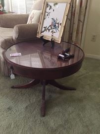 Low Duncan Phyfe side/coffee table with glass top