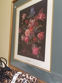 Framed floral arrangement art