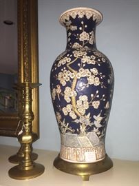 Dark blue Asian urn
