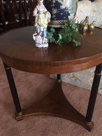 Two tiered end table with round top