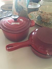 Red Le Creuset cookware