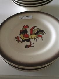 Vintage Metlox "Poppytrail" rooster dishes