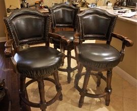 3 leather bar stools