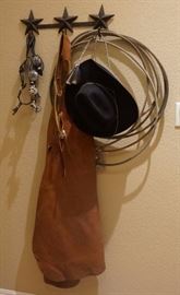 Chaps, spurs, rope and hat