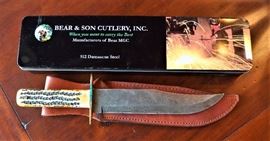 Bear & Son knife with Damascus blade