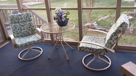 Aluminum patio rockers, and table