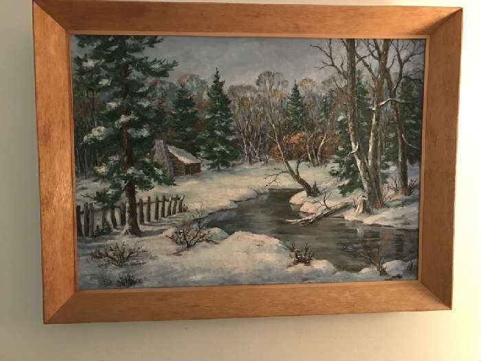 ANOTHER PERIOD SCENIC OIL SIGNED WITH FRAME TO PERIOD