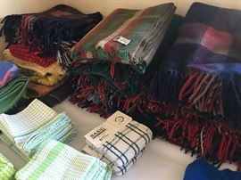 Wool blankets & scarves, linens
